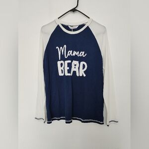 PatPat Navy and White Mama Bear Long Sleeve Tee